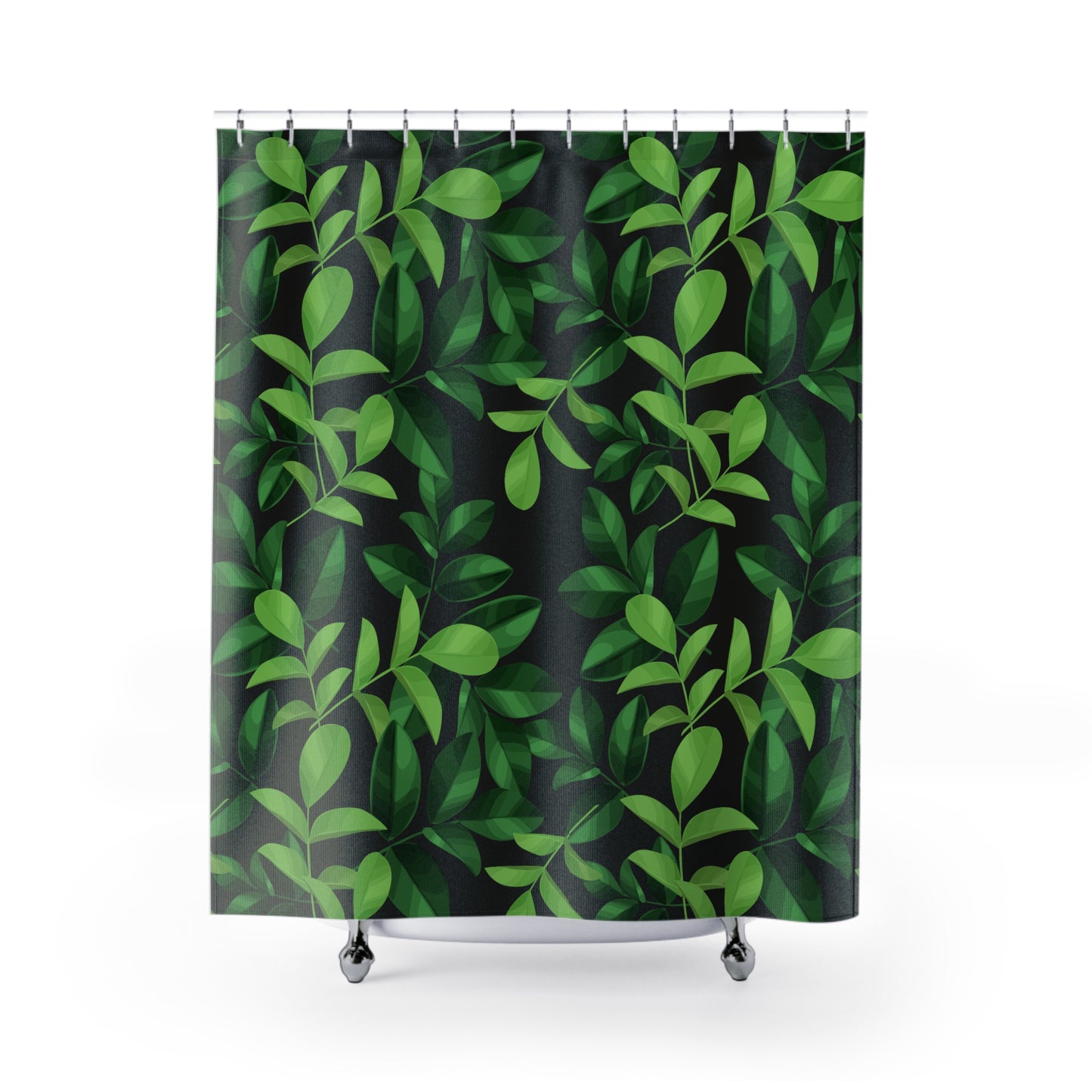 GRÜNE BLÄTTER • Hochwertiger, Schöner Duschvorhang 180x200 cm SCHWARZ GRÜN