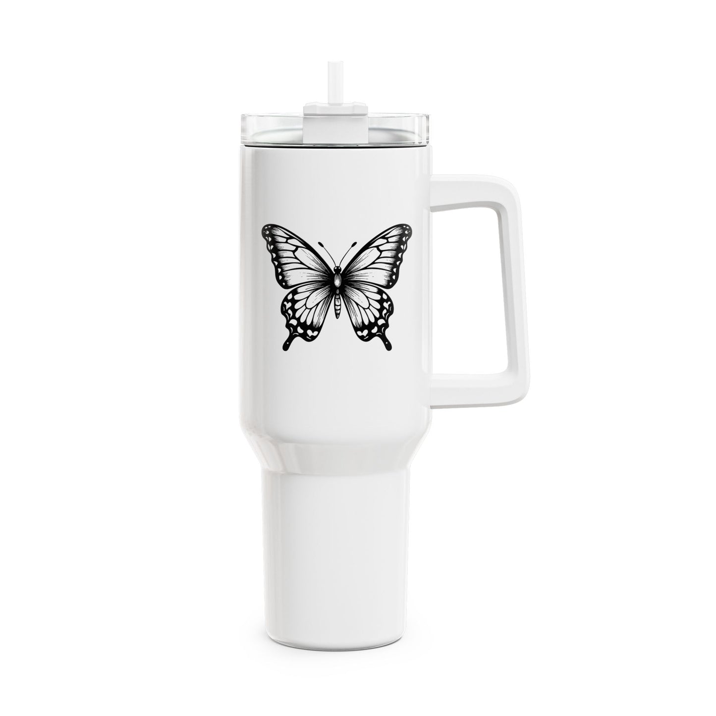 SCHMETTERLING CLIPART BILDCHEN • Tumbler mit Henkel & Strohhalm • XXL Reisebecher 1,2L