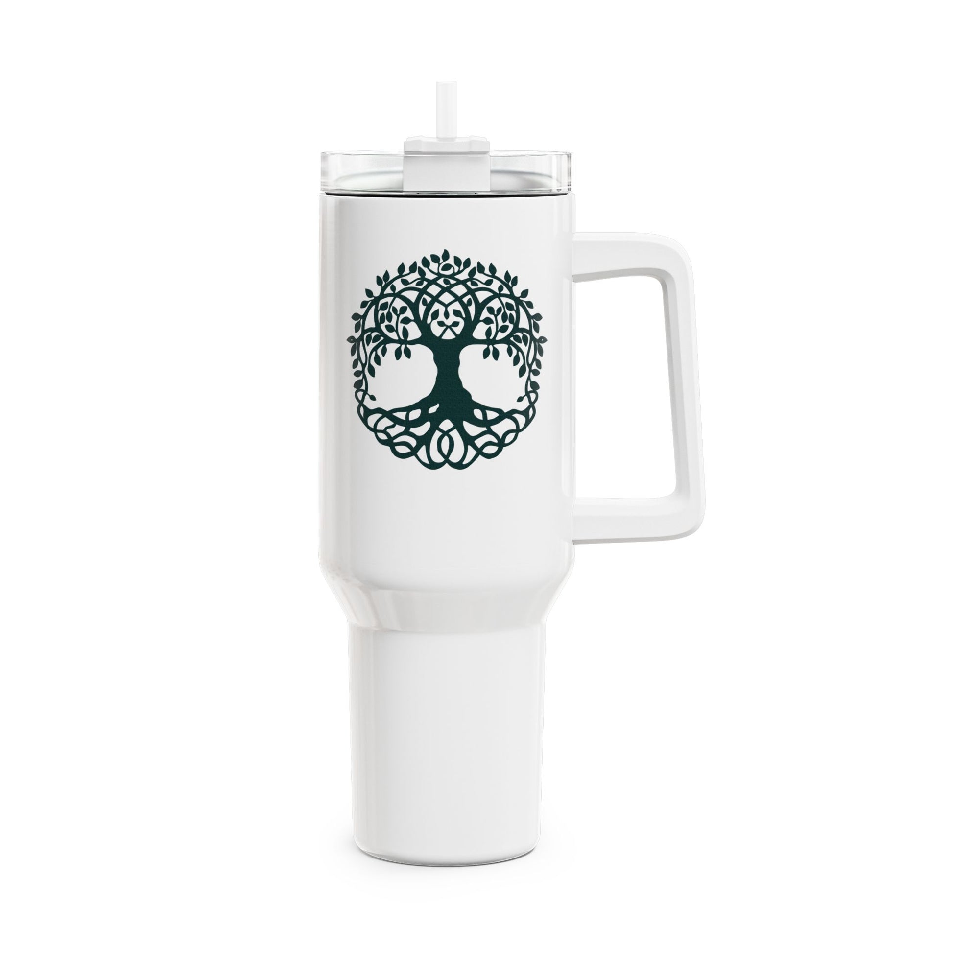 BAUM DES LEBENS ZEICHNUNG ÄSTHETISCH • Tumbler mit Henkel & Strohhalm • XXL Reisebecher 1,2L - YOGA SANTA