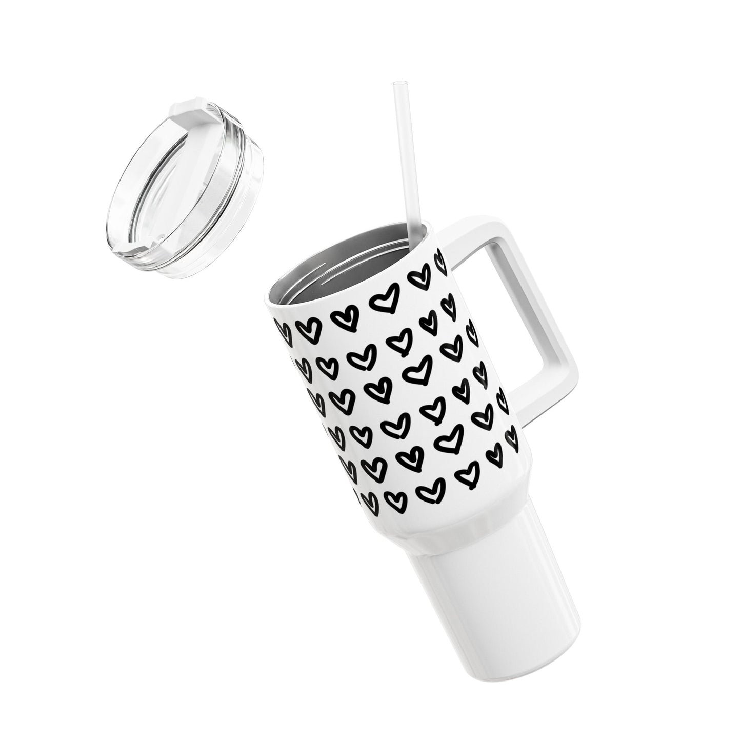 HERZCHEN MUSTER HERZ MOTIV Tumbler, 40oz • Liebesbeweis Geschenk, LOVE Liebesbotschaft