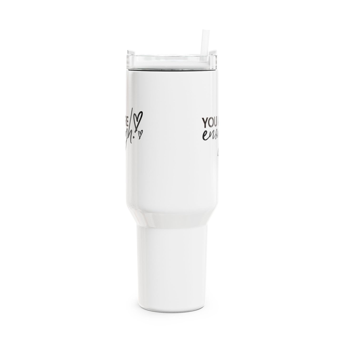 YOU ARE ENOUG - HERZMOTIV • LIEBESBEWEIS LOVE Tumbler mit Henkel & Strohhalm • XXL Reisebecher 1,2L