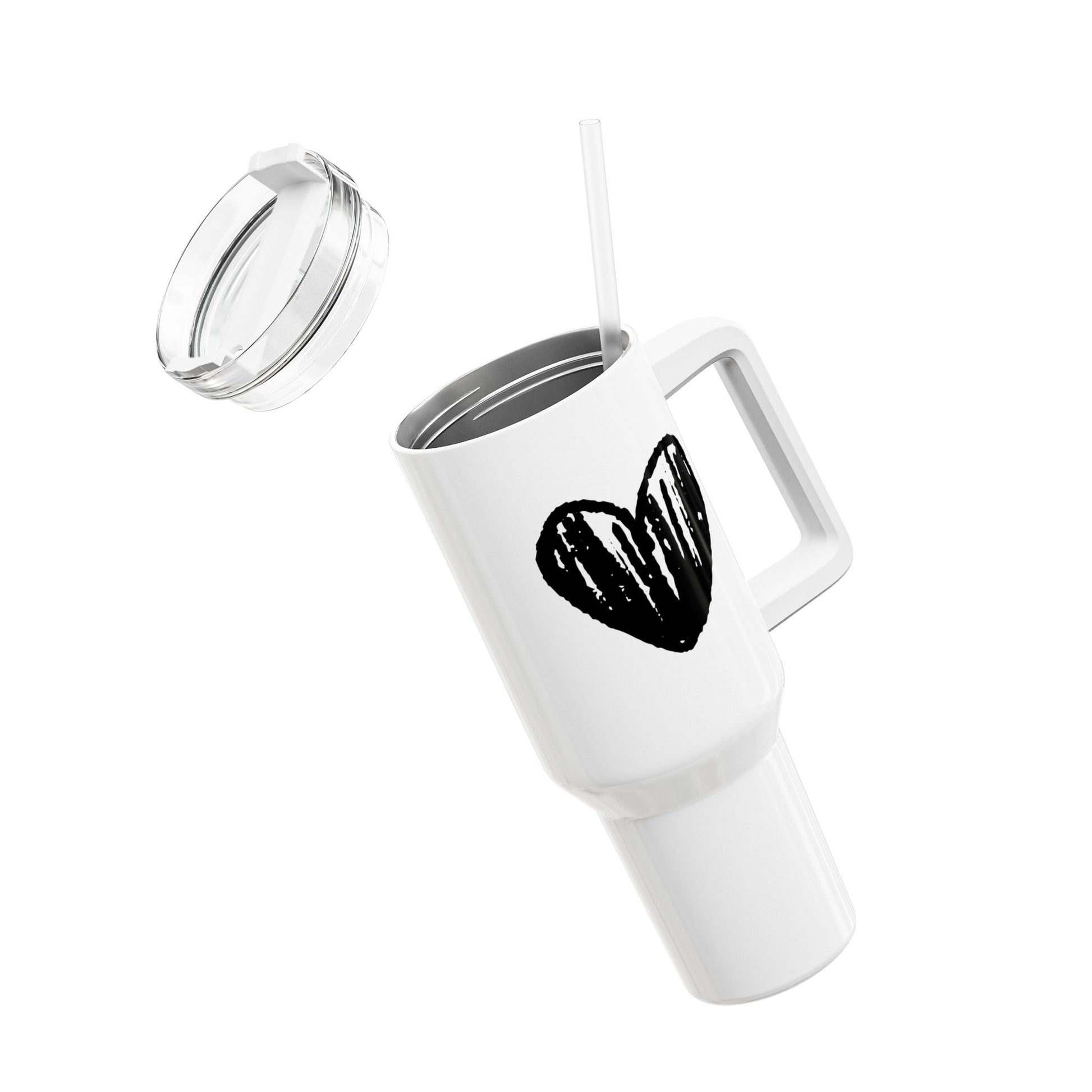 HERZ BILD CLIPART • Liebesbeweis Geschenk, LOVE Liebesbotschaft • Tumbler mit Henkel & Strohhalm • XXL Reisebecher 1,2L - YOGA SANTA