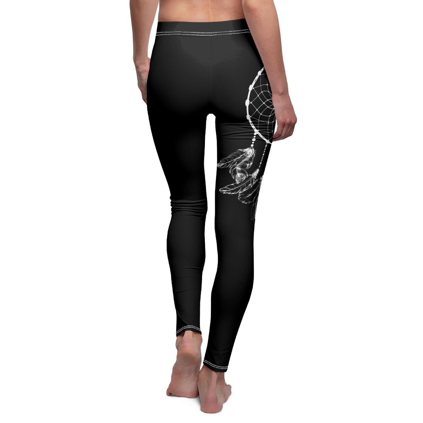 TRAUMFÄNGER INDIANER VOGELFEDERN • Boho Style Hippie Hose • Damen Leggins Schwarz • Beste Leggings für Sport & Freizeit