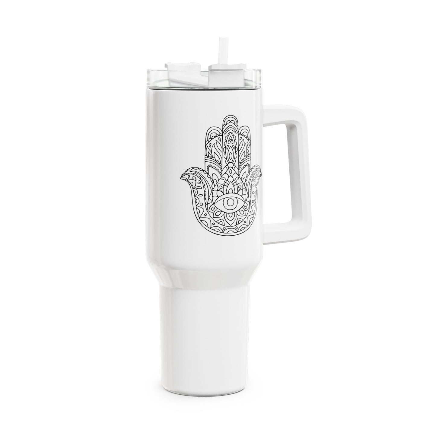 FATIMAS HAND ZEICHNUNG • Tumbler mit Henkel & Strohhalm • XXL Reisebecher 1,2L