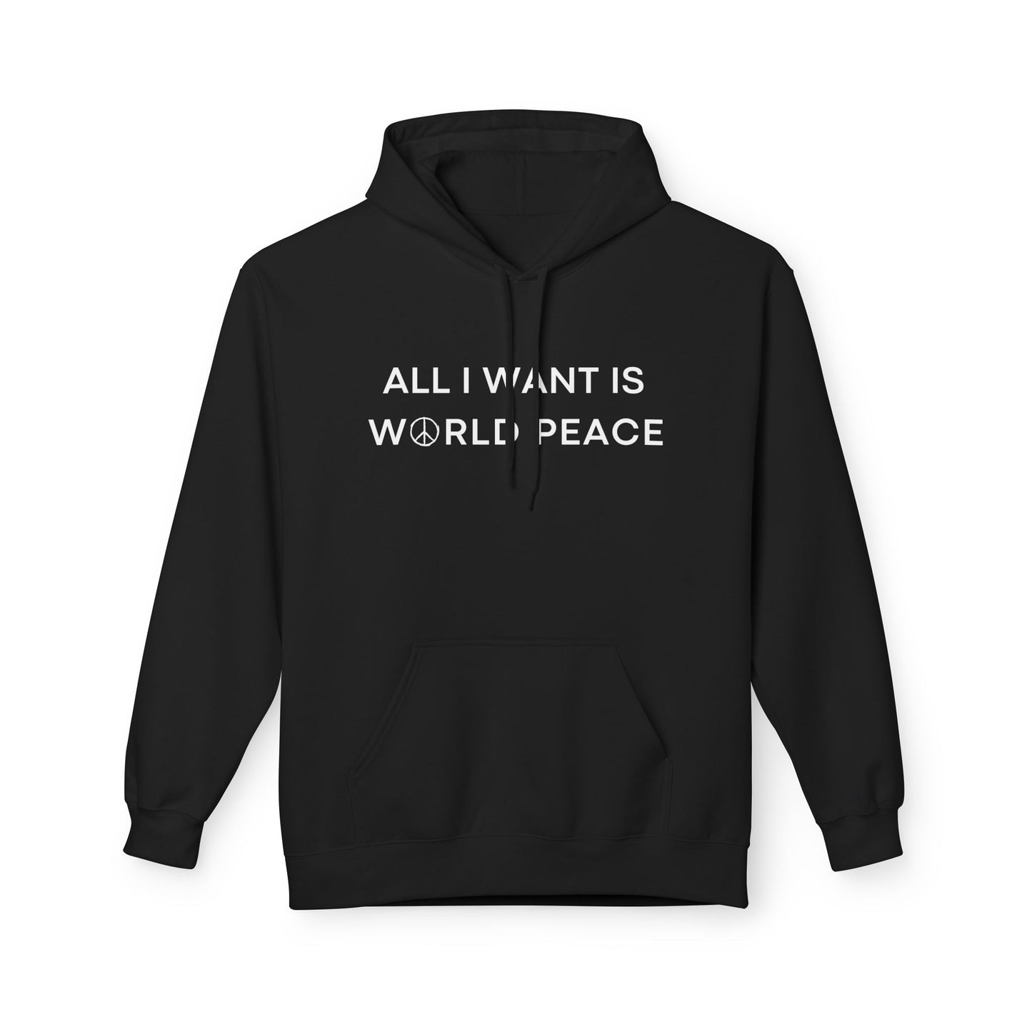 ALL I WANT IS WORLDPEACE, PEACE ZEICHEN SYMBOL • Friedensnachricht, Friedesnbotschaft • Kuschelweicher Hoodie für Damen & Herren • Baumwolle 🌿