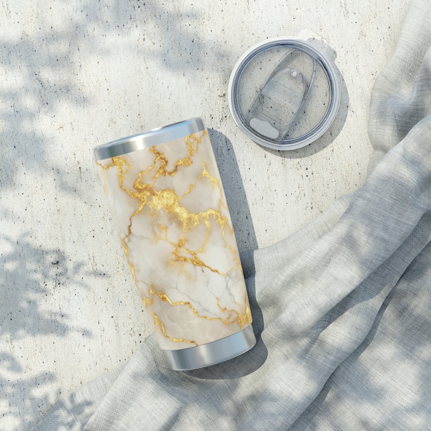 MARMOR WEISS GOLDENE ADERN LUXURIÖS • Thermo-Reisebecher XL • 590 ml • Tumbler Vagabond