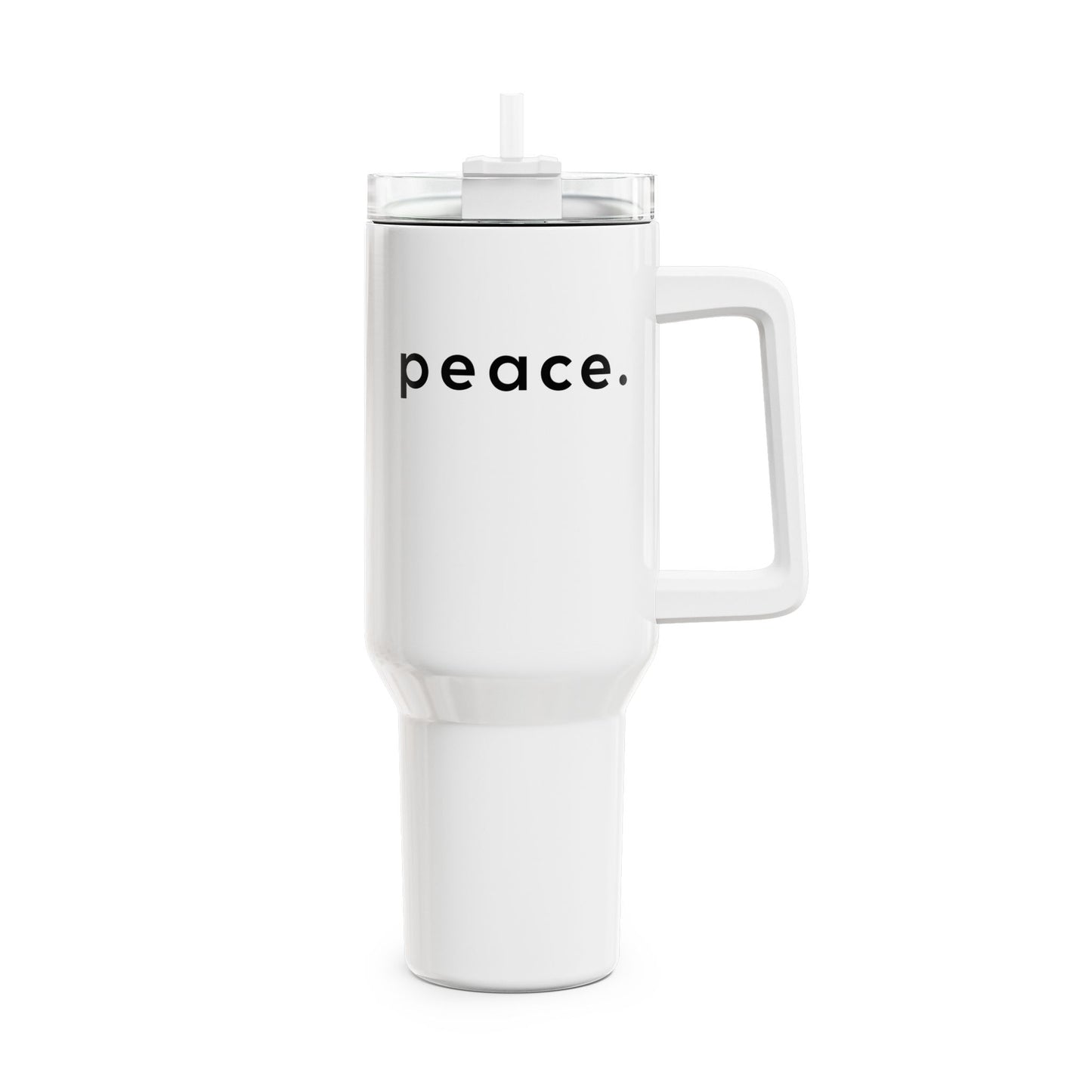 PEACE SCHRIFTZUG FIREDENSBOTSCHAFT • Tumbler mit Henkel & Strohhalm • XXL Reisebecher 1,2L - YOGA SANTA