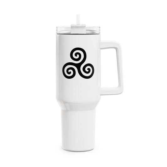 TRISKELE TRISKELION - KÖRPER GEIST SEELE • Tumbler mit Henkel & Strohhalm • XXL Reisebecher 1,2L - YOGA SANTA