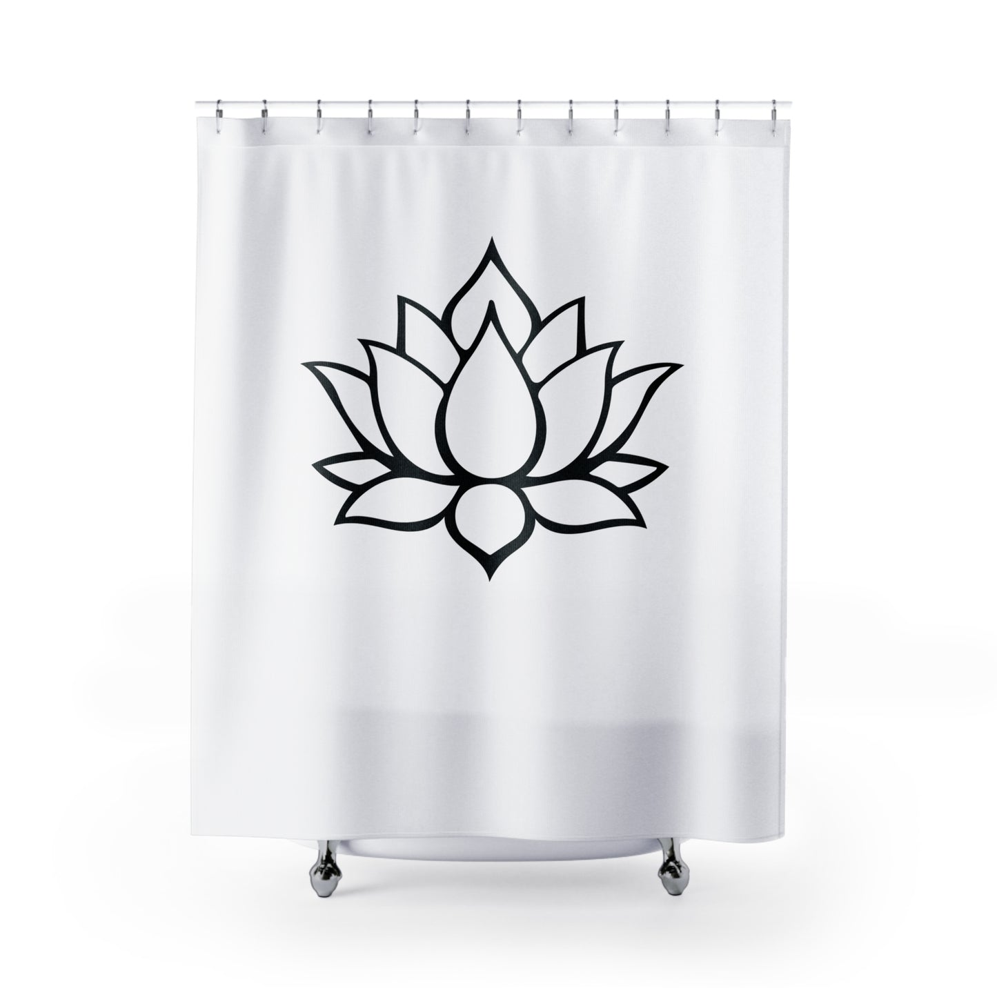 LOTUS BLUME MINIMALISTISCH • Hochwertiger, Schöner Duschvorhang 180x200 cm Weiss