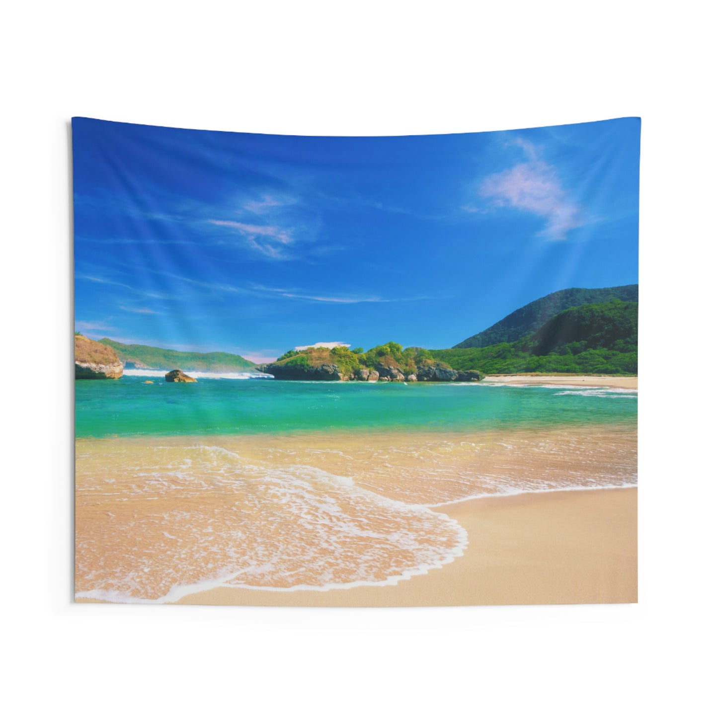 MEER STRAND BLAUER HIMMEL • Urlaubsmotiv • Wandtuch • Wandttepich • Wanddekor in v. Größen bis XXL