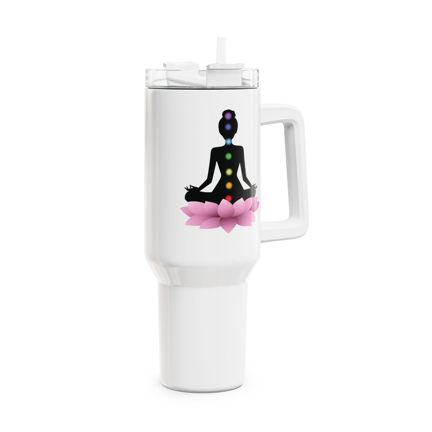 CHAKREN CHAKRA MEDITATION LOTUSBLÜTE • Tumbler mit Henkel & Strohhalm • XXL Reisebecher 1,2L