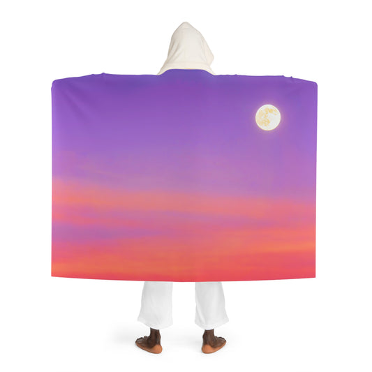 MOND LILA Himmel Violett Orangene Wolken • Kapuzen Kuscheldecke • Wohndecke Sherpa 130cm x 180cm