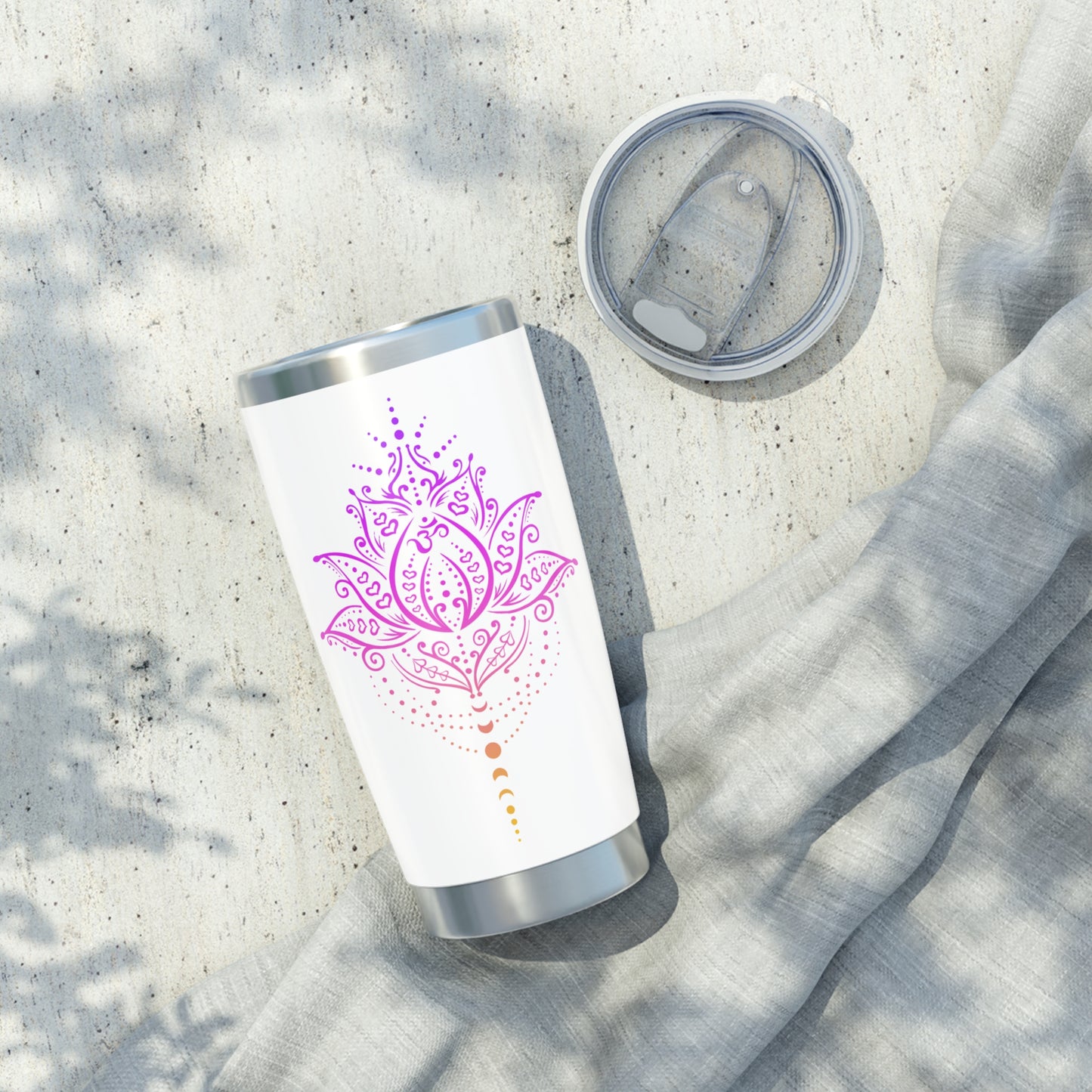 LOTUSBLUME MONDHPHASEN • Pink Rosa Kunstdruck Handgezeichnet • Thermo-Reisebecher XL • 590 ml • Tumbler Vagabond
