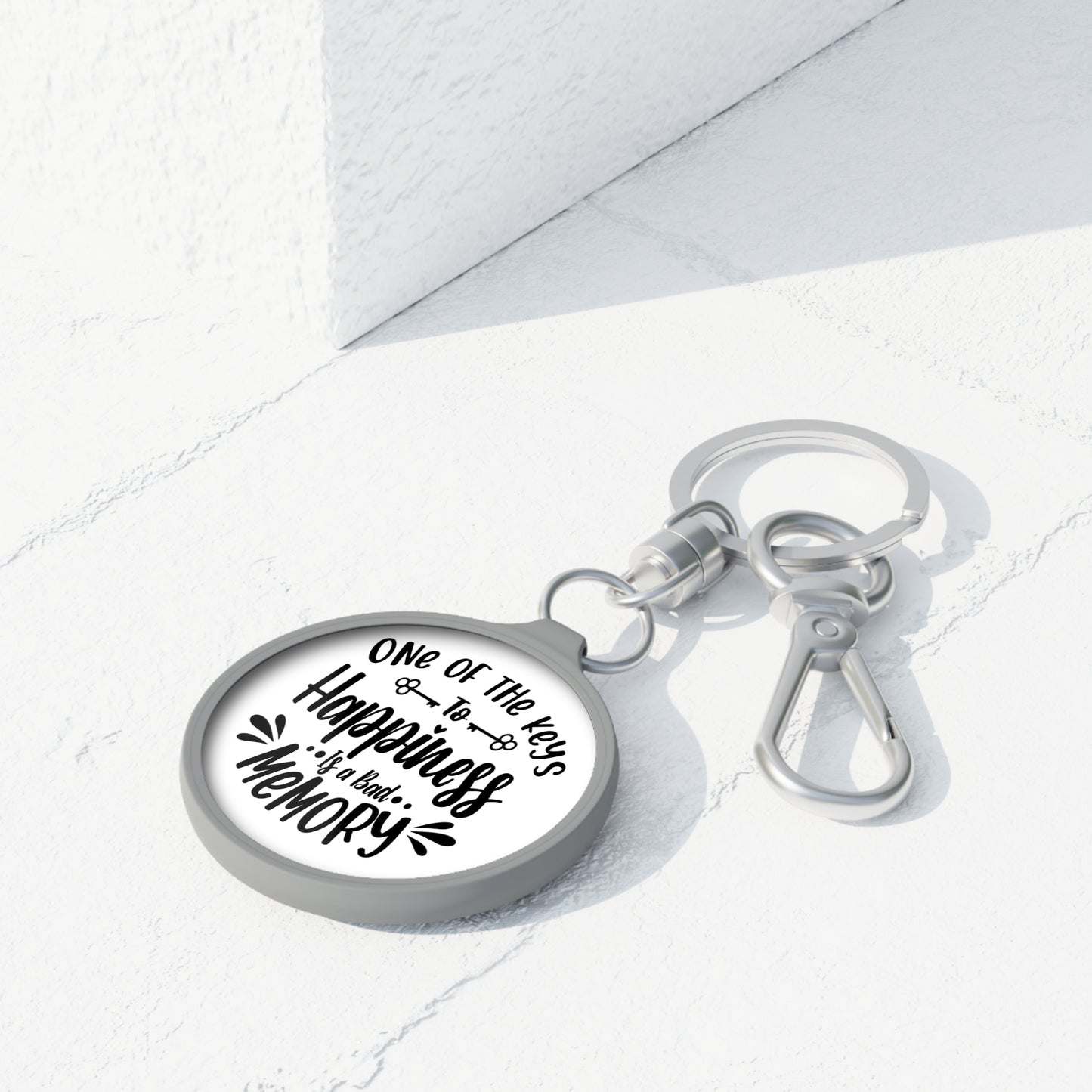 ONE OF THE KEYS TO HAPPINESS IS A BAD MEMORY - LUSTIG • Edler Luxus Schlüsselanhänger mit Karabiner für Frauen & Männer