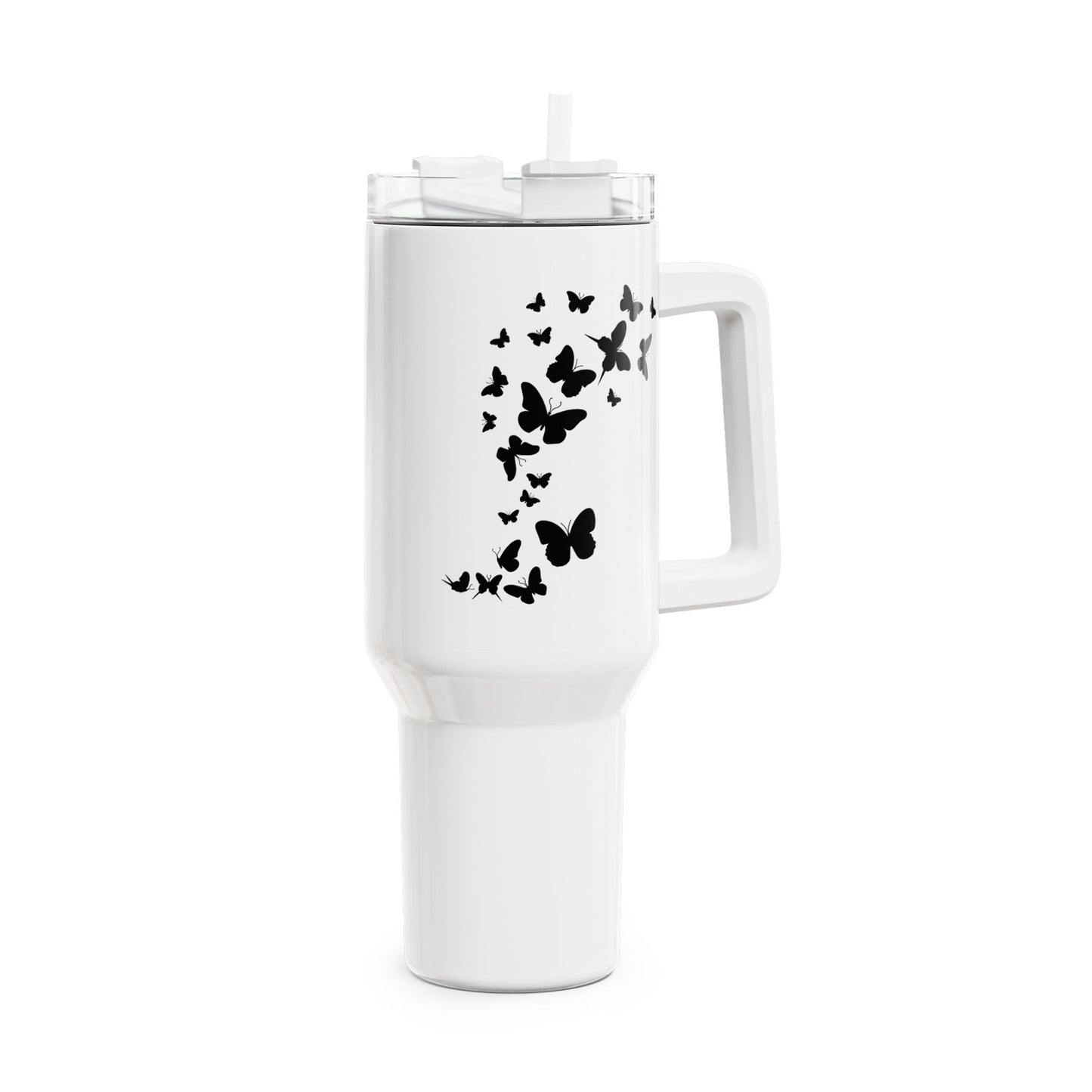 SCHMETTERLINGE FALTER TIERMOTIV • Tumbler mit Henkel & Strohhalm • XXL Reisebecher 1,2L