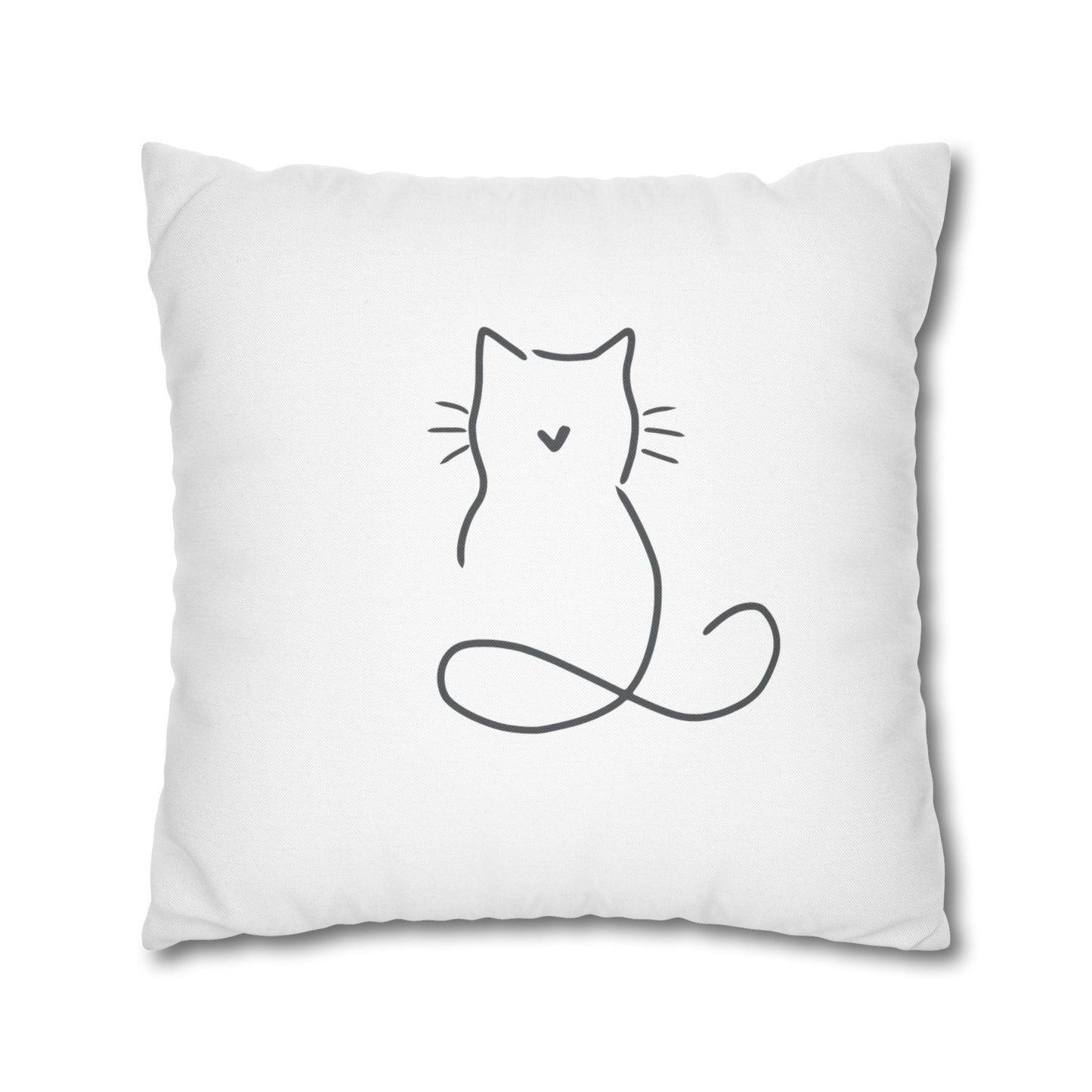 KATZE UNENDLICHKEITSZEICHEN Minimalistisch - Eine-Linie-Zeichnung • Deko Kissenbezug Weiß