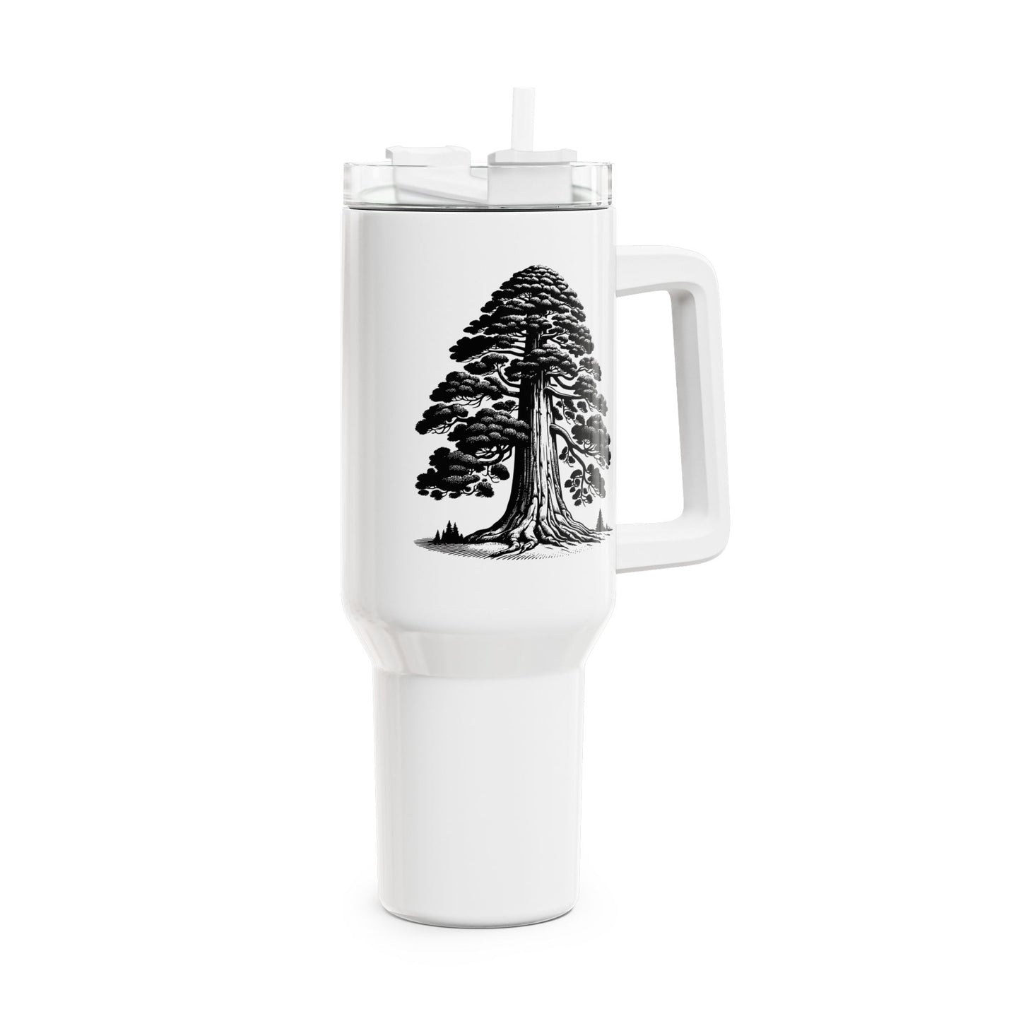 BAUM ZEICHNUNG ÄSTHETISCH • Tumbler mit Henkel & Strohhalm • XXL Reisebecher 1,2L