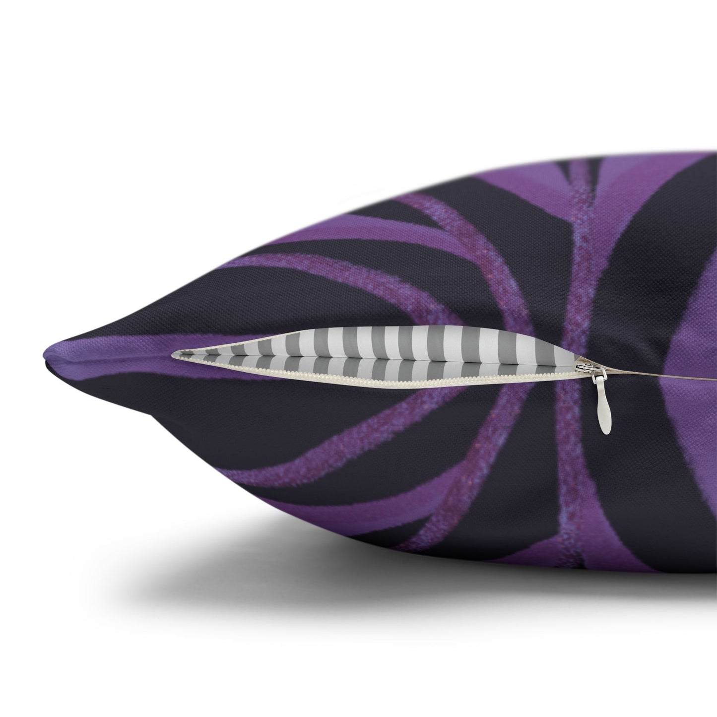BLÄTTER FLORAL LILA VIOLET • Deko Kissenbezug mit Reißverschluss Quadratisch Schwarz