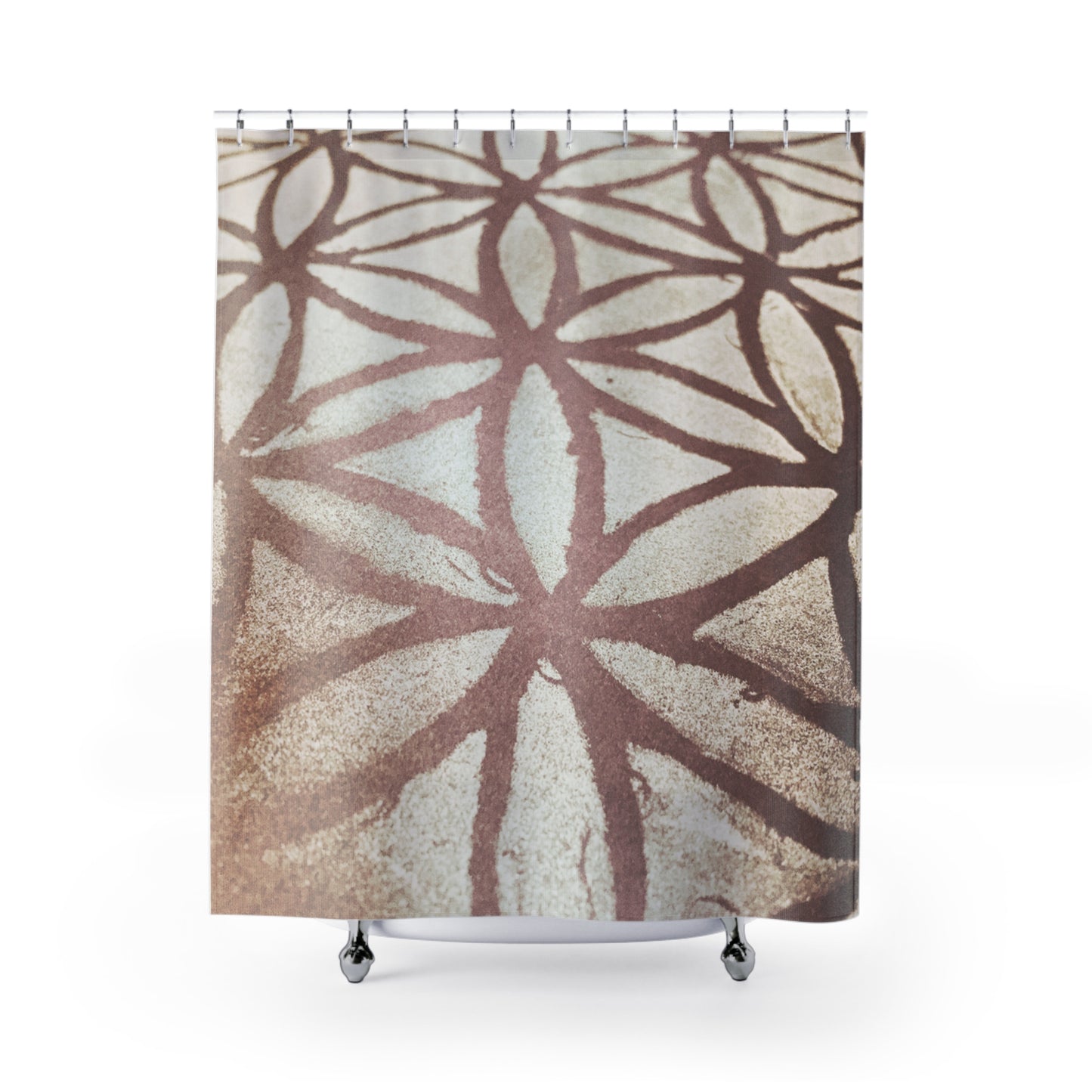 BLUME DES LEBENS SCHATTEN RETRO • Hochwertiger, Schöner Duschvorhang 180x200 cm Beige