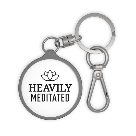 HEAVILY MEDITATED - Yoga Spruch Lotusblüte • Edler Luxus Schlüsselanhänger mit Karabiner für Frauen & Männer