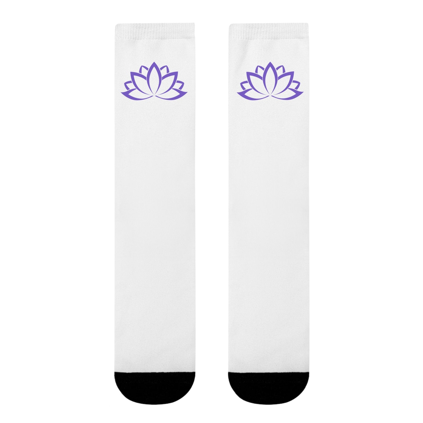 LOTUSBLÜTE BLUME LILA ZEICHNUNG MINIMALISTISCH • Edle Blume • Crew Socken Weiß mit Motiv