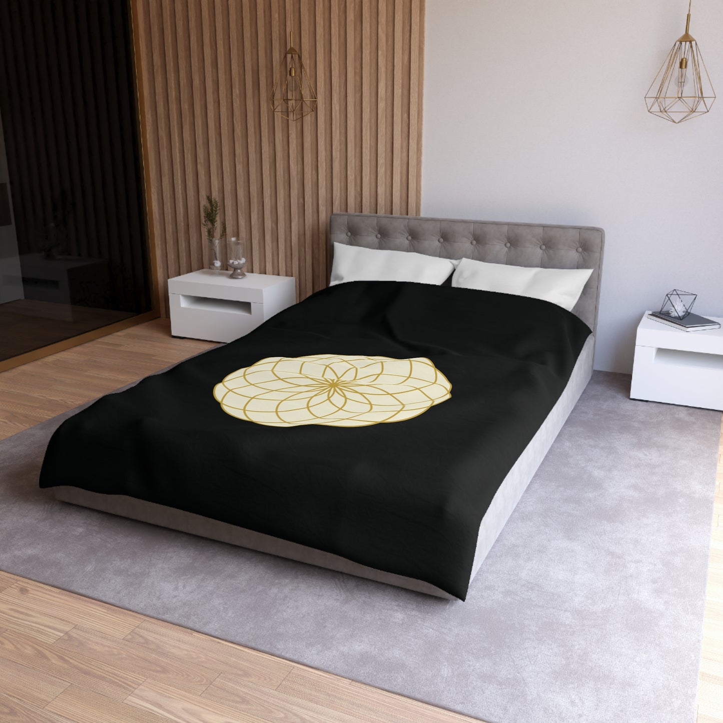 BLUME DES LEBENS  • Luxus Fleece Kuschelweich Bettwäsche Schwarz 200x200 cm &  220x240 cm