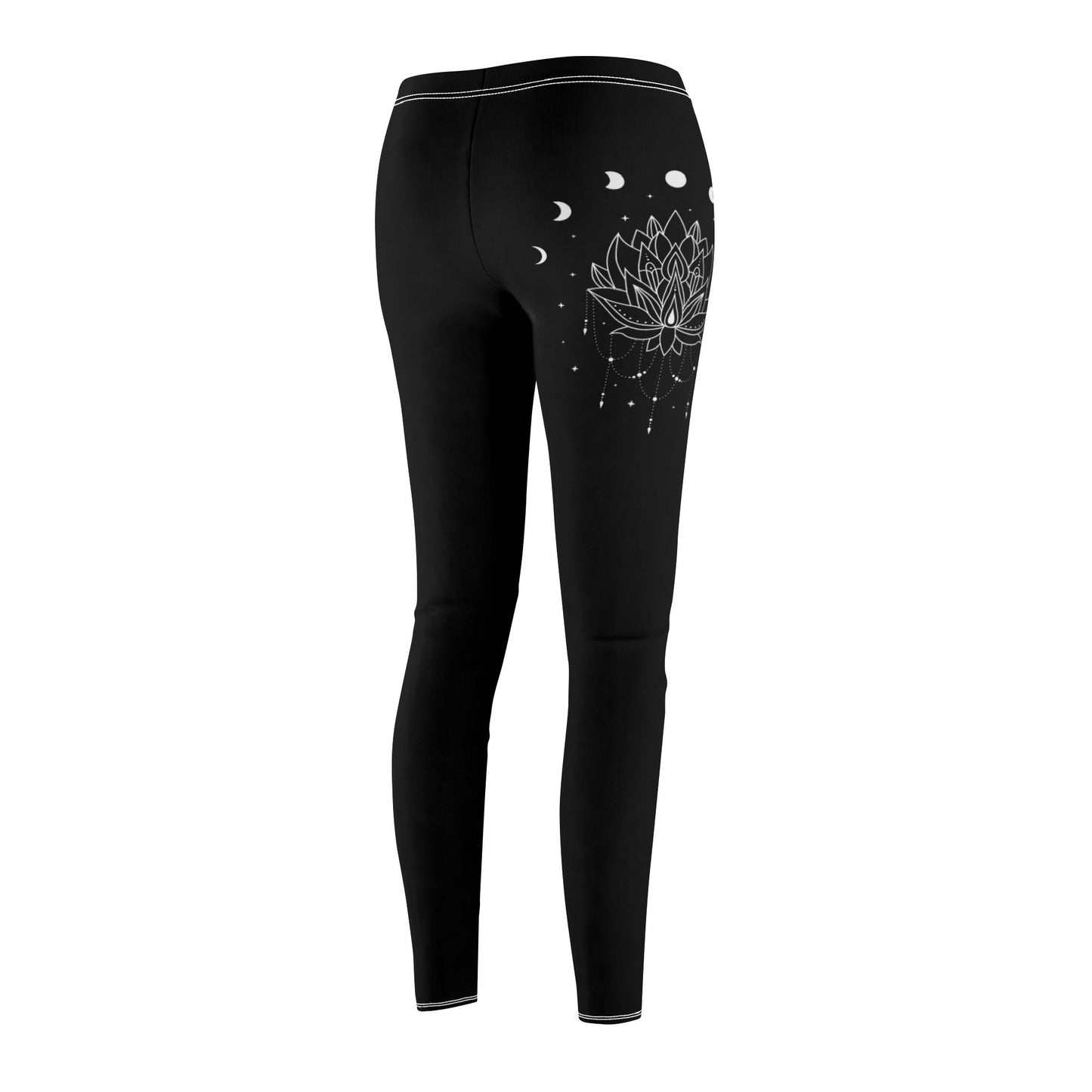MONDPHASEN LOTUSBLUME LOTUSBLÜTE STERNENHIMMEL • BOHO STYLE - Hippie Design Damen Leggins Schwarz • Beste Leggings für Sport & Alltag