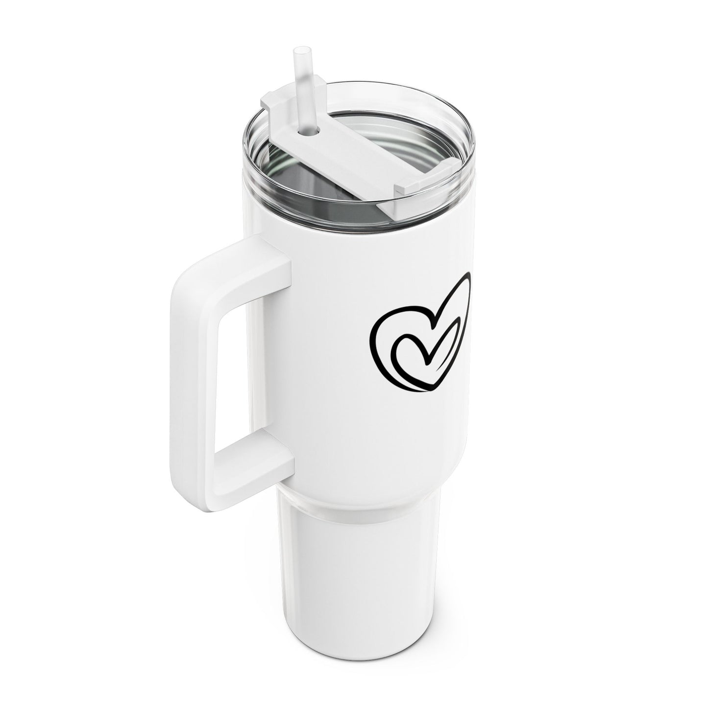 ZWEI HERZEN CLIPART - LOVE • Tumbler mit Henkel & Strohhalm • XXL Reisebecher 1,2L