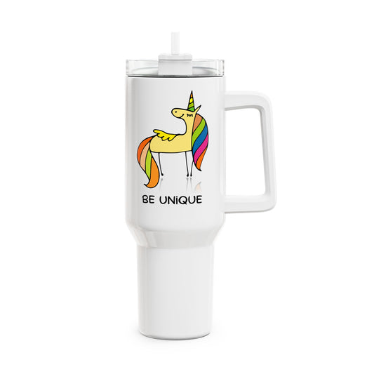 BE UNIQUE EINHORN REGENBOGEN • Tumbler mit Henkel & Strohhalm • XXL Reisebecher 1,2L - YOGA SANTA