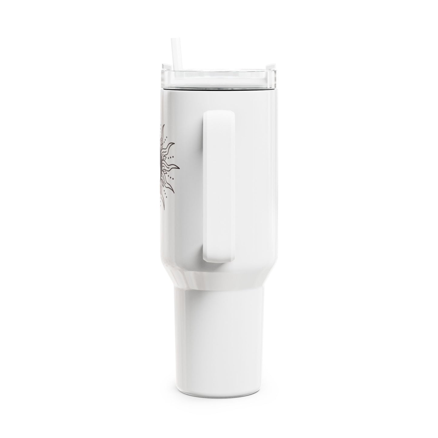 YING YANG ZEICHEN SONNE • Tumbler mit Henkel & Strohhalm • XXL Reisebecher 1,2L