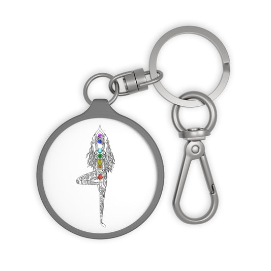 CHAKRA 7 CHAKREN SCHÖNE FRAU BAUM YOGA POSE • Edler Luxus Schlüsselanhänger mit Karabiner für Frauen & Männer