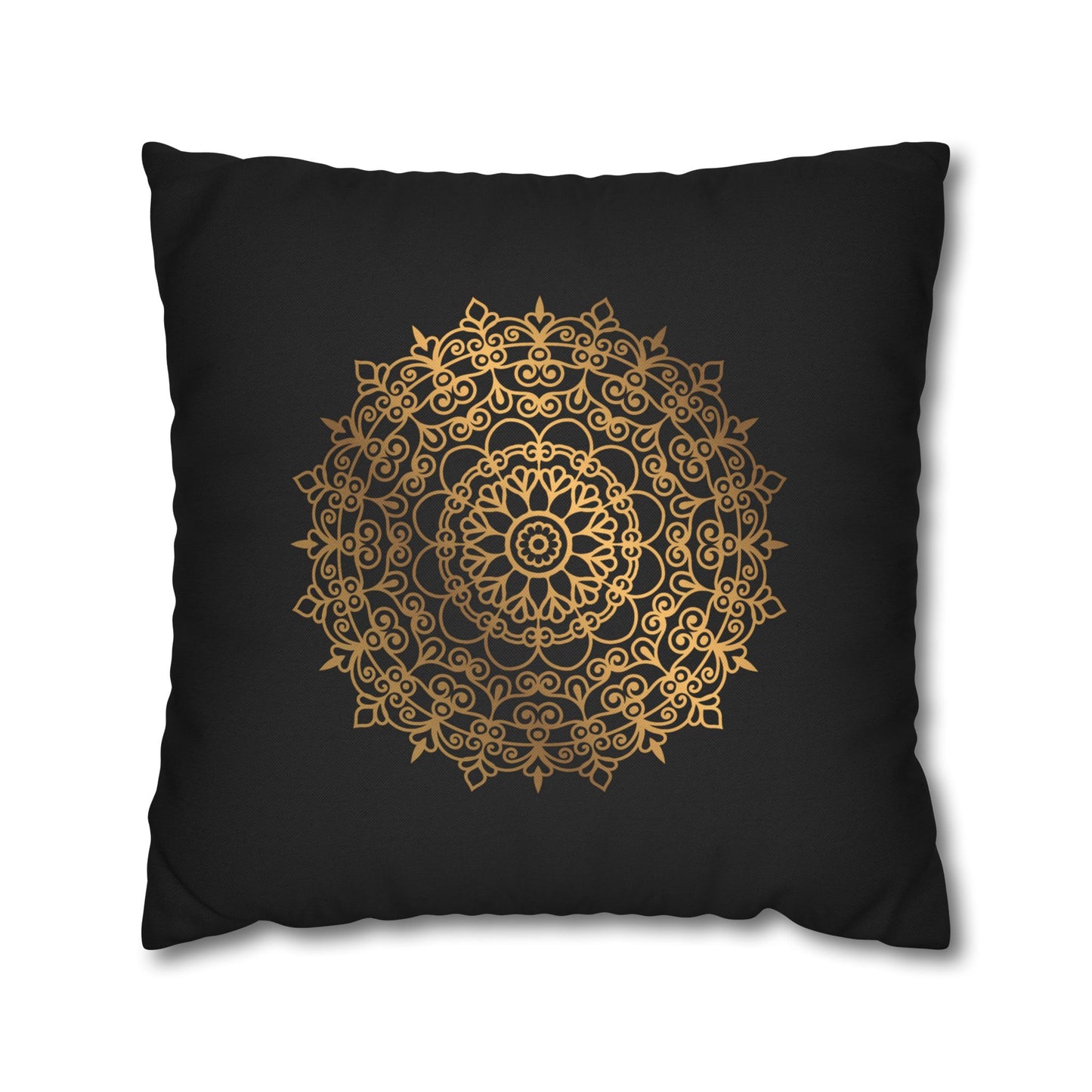 MANDALA GOLDOPTIK • Deko Kissenbezug mit Reißverschluss Quadratisch Schwarz