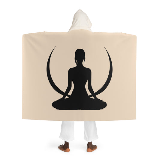 SCHÖNE FRAU MEDITIERT MOND • Kapuzen Kuscheldecke Beige Creme • Wohndecke Sherpa 130cm x 180cm