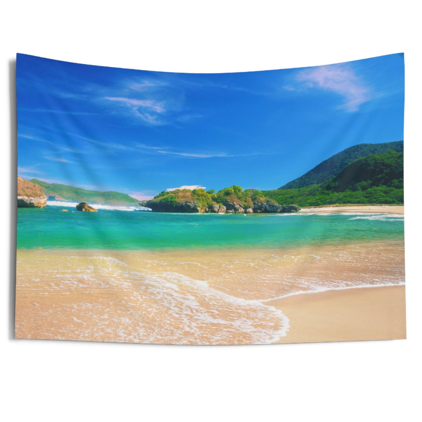 MEER STRAND BLAUER HIMMEL • Urlaubsmotiv • Wandtuch • Wandttepich • Wanddekor in v. Größen bis XXL