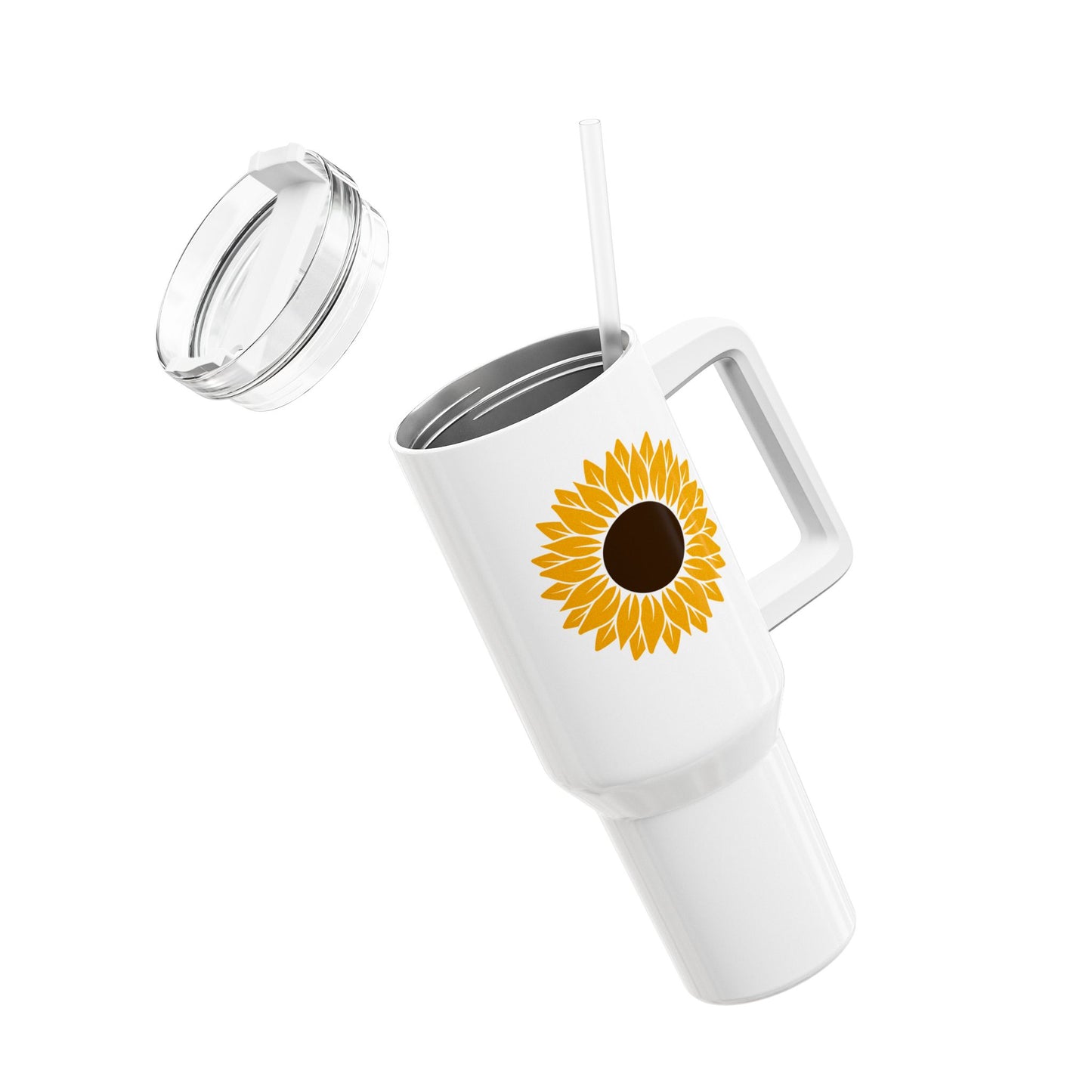 SONNENBLUME CLIPART • Tumbler mit Henkel & Strohhalm • XXL Reisebecher 1,2L - YOGA SANTA