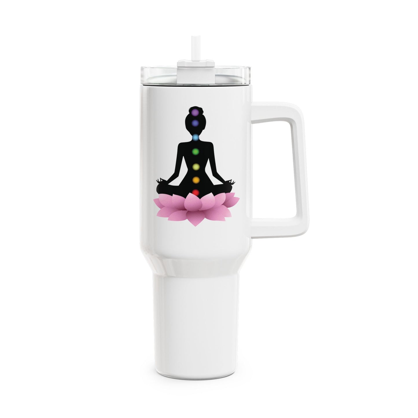 CHAKREN CHAKRA MEDITATION LOTUSBLÜTE • Tumbler mit Henkel & Strohhalm • XXL Reisebecher 1,2L