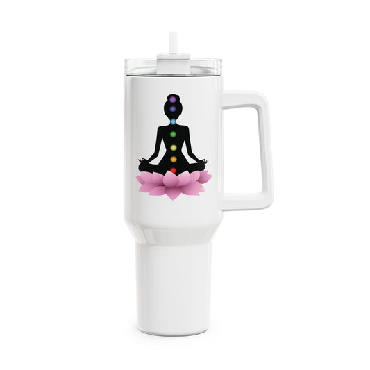 CHAKREN CHAKRA MEDITATION LOTUSBLÜTE • Tumbler mit Henkel & Strohhalm • XXL Reisebecher 1,2L