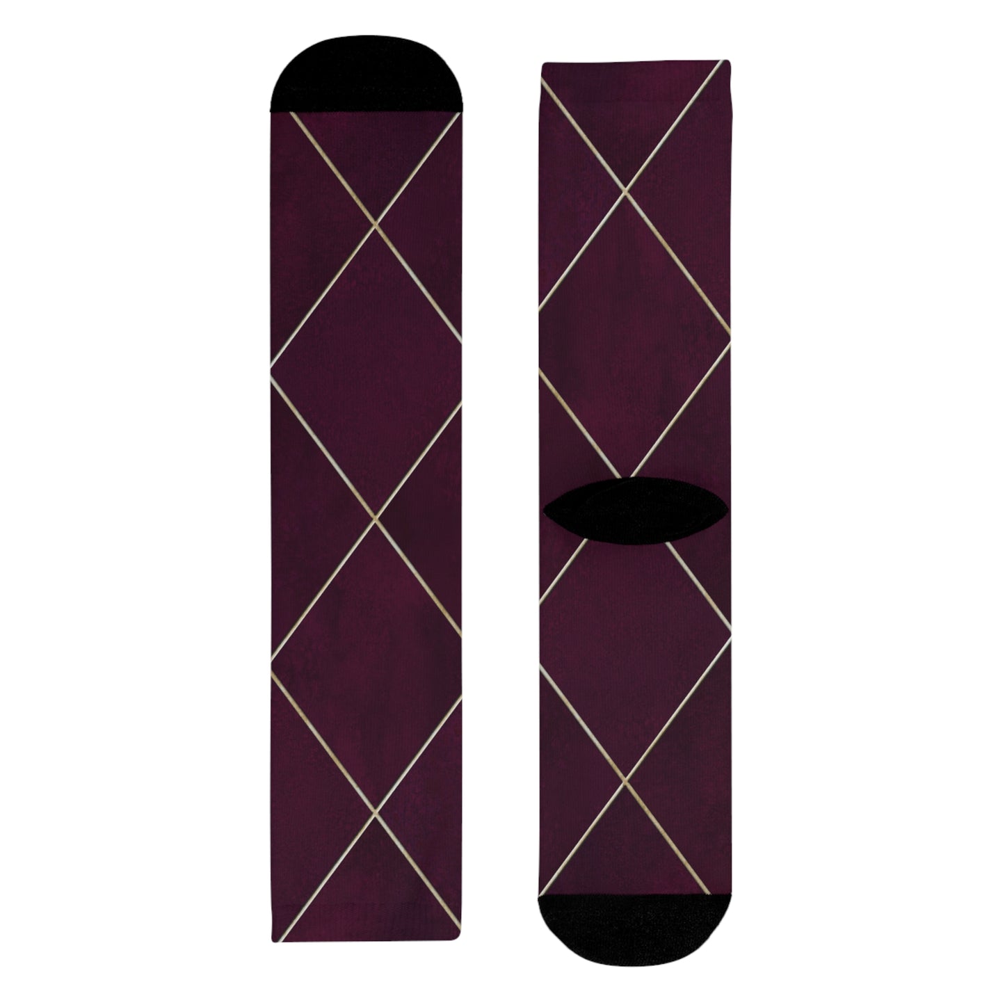 KARIERTE ELEGANTE BORDEAUX-BRAUNE • HAPPY SOCKS Crew Socken Braun mit Motiv
