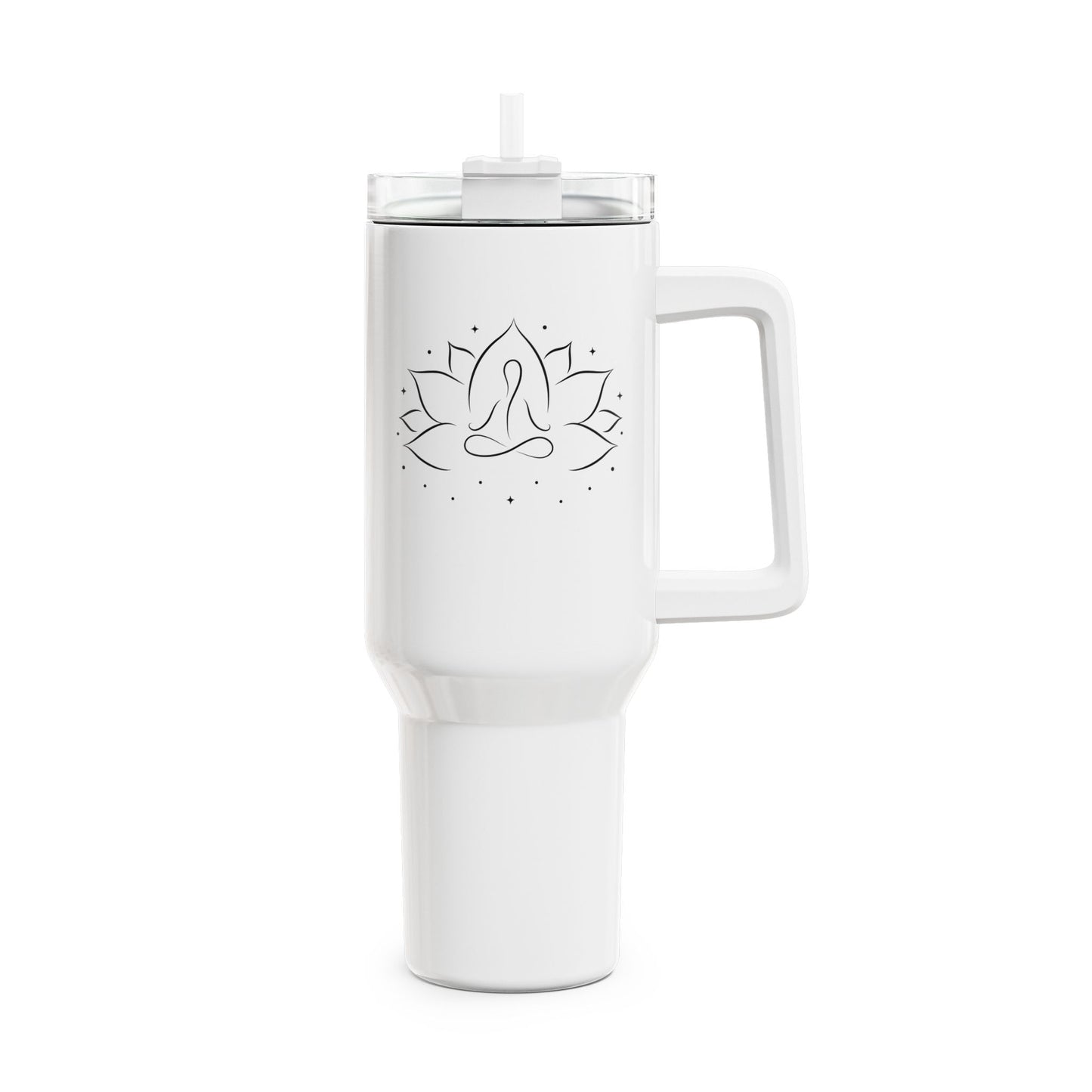 MEDITATION YOGI IN LOTUSBLÜTE • Tumbler mit Henkel & Strohhalm • XXL Reisebecher 1,2L