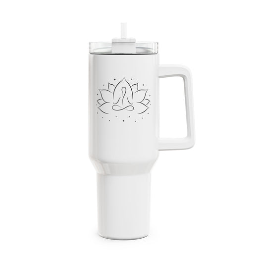 MEDITATION YOGI IN LOTUSBLÜTE • Tumbler mit Henkel & Strohhalm • XXL Reisebecher 1,2L