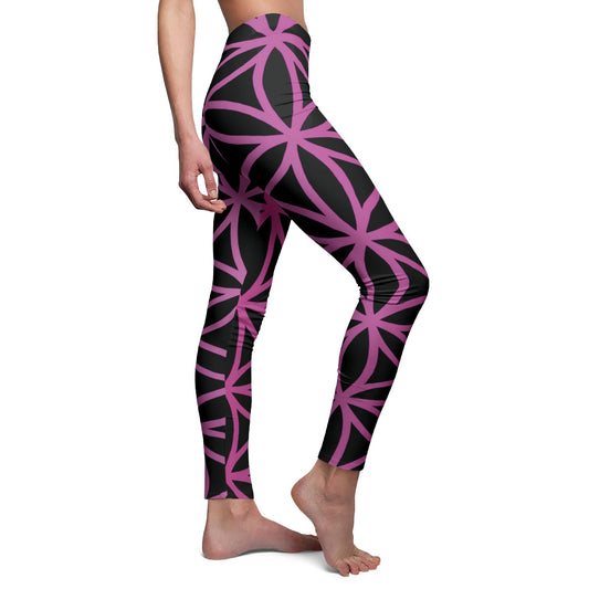 BLUME DES LEBENS LEGGINGS •  Exgtravagante, Außergewöhnliche Leggins Pink Schwarz • Beste Leggings für Sport & Alltag
