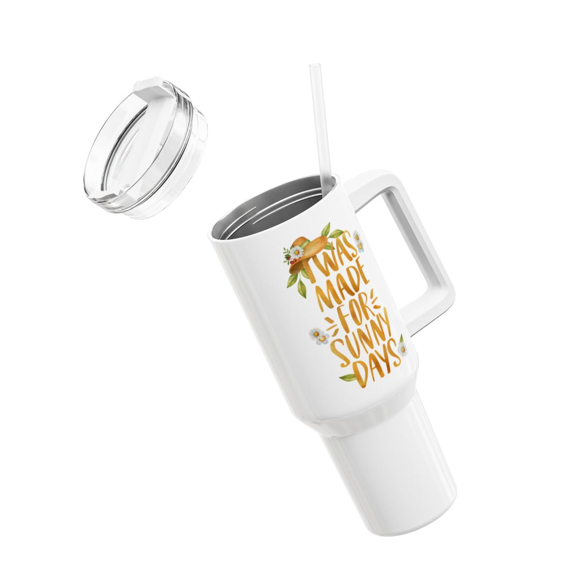 I WAS MADE FOR SUNNY DAYS - NATURLIEBHABER GÄRTNER SONNENANBETER • Tumbler mit Henkel & Strohhalm • XXL Reisebecher 1,2L - YOGA SANTA