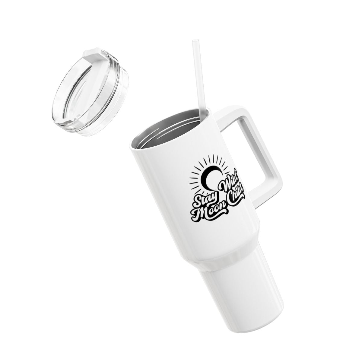 STAY WILD MOON CHILD - SPRUCH SONNE MOND MOTIV • Tumbler mit Henkel & Strohhalm • XXL Reisebecher 1,2L - YOGA SANTA