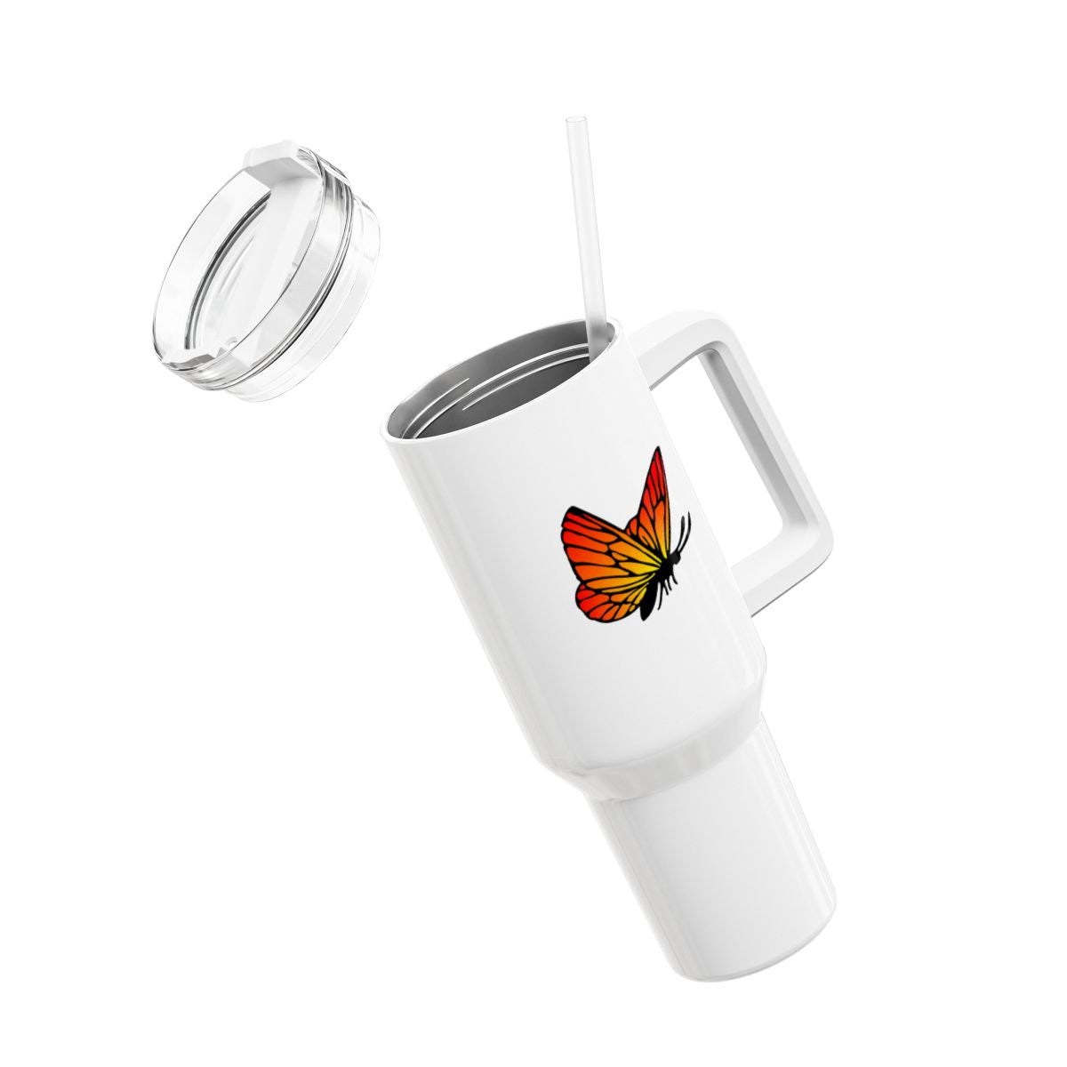 SCHMETTERLING CLIPART ÄSTHETISCH • Tumbler mit Henkel & Strohhalm • XXL Reisebecher 1,2L - YOGA SANTA