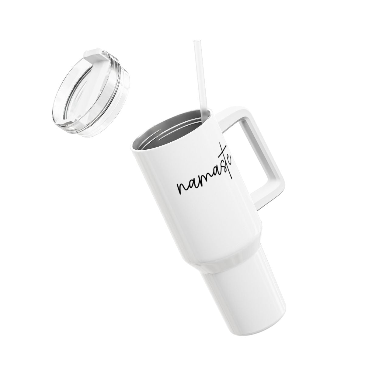 NAMASTE YOGA BEGRÜßUNGS SPRUCH • Tumbler mit Henkel & Strohhalm • XXL Reisebecher 1,2L - YOGA SANTA
