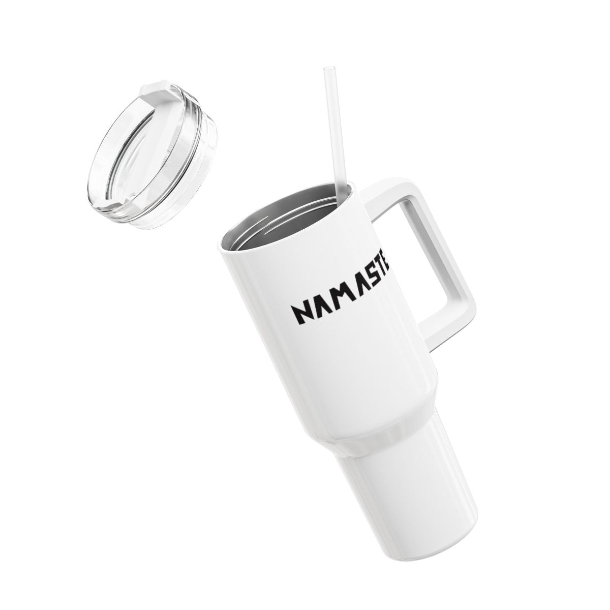 NAMASTE YOGA SPRUCH BEGRÜßGUNG • Tumbler mit Henkel & Strohhalm • XXL Reisebecher 1,2L - YOGA SANTA