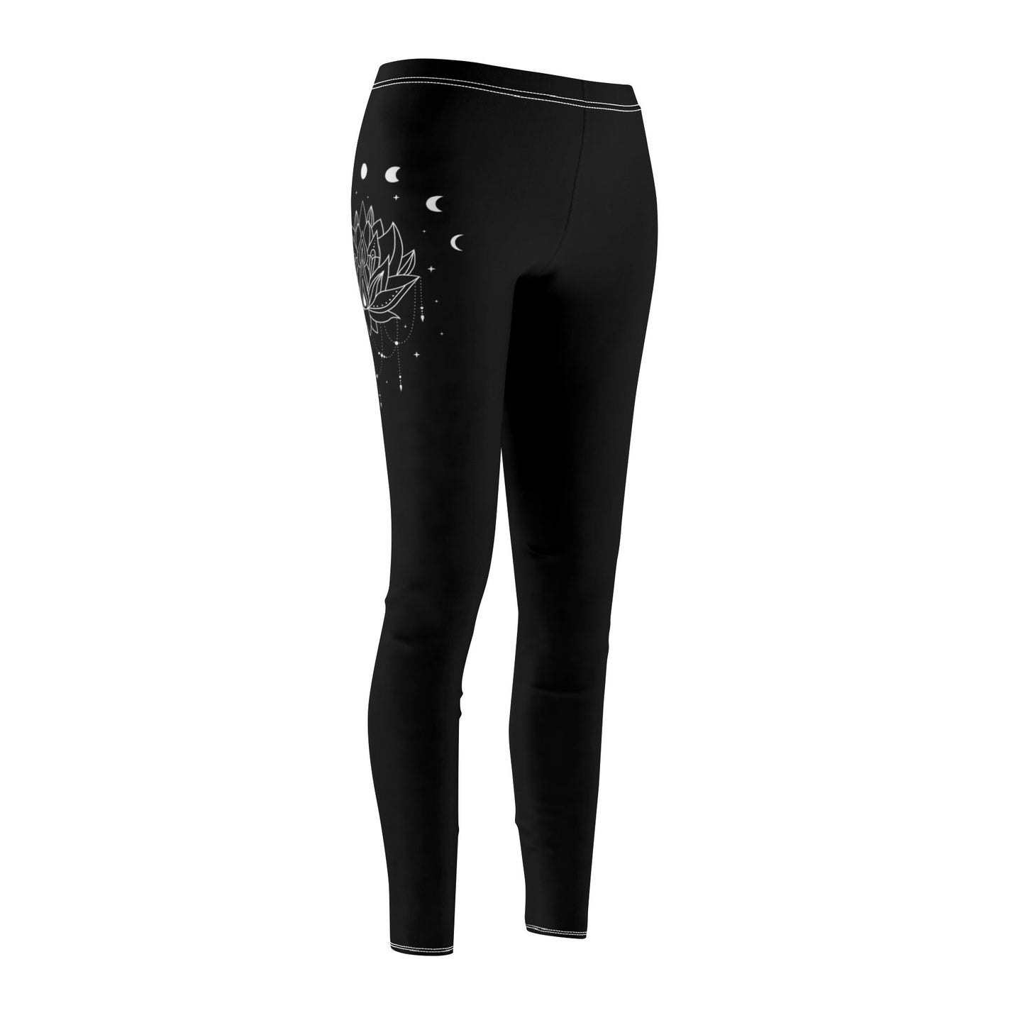 MONDPHASEN LOTUSBLUME LOTUSBLÜTE STERNENHIMMEL • BOHO STYLE - Hippie Design Damen Leggins Schwarz • Beste Leggings für Sport & Alltag