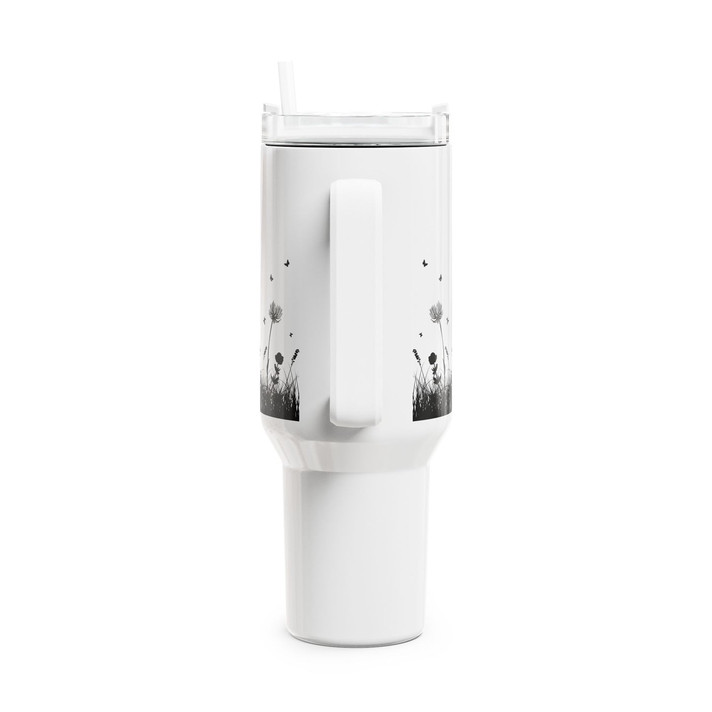 SCHMETTERLINGE BLUMENWIESE • Tumbler mit Henkel & Strohhalm • XXL Reisebecher 1,2L