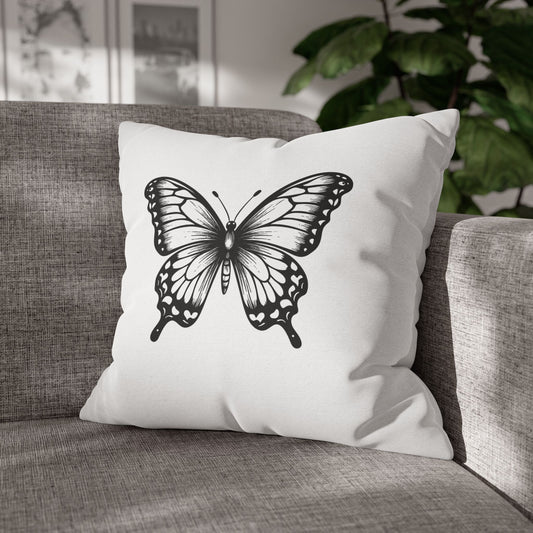 SCHMETTERLING SCHÖN • Deko Kissenbezug mit Reißverschluss Quadratisch Weiß