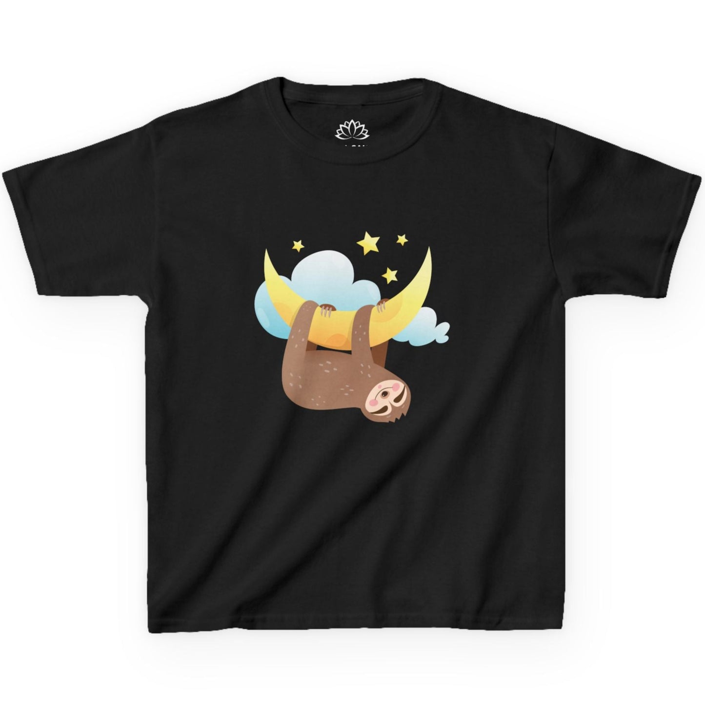 FAULTIER SLOT HÄNGT IM MOND STERNE NIELDICH SÜßES COMIC TIER • Pijama Schlafoberteil Oversize Kinder T-Shirt Mädchen Jungen • BIO Baumwolle 🌿
